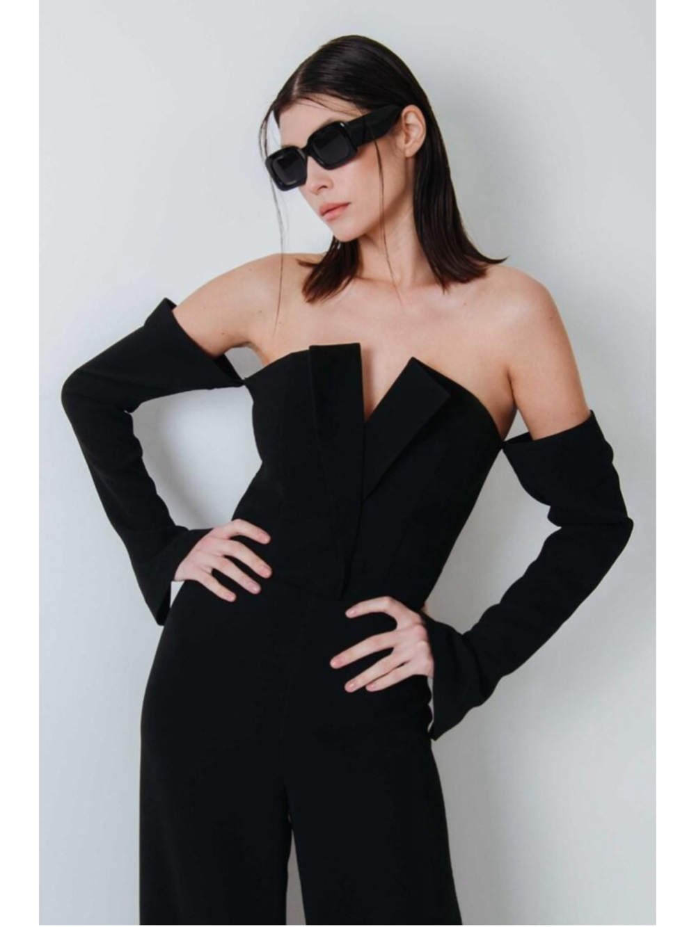 Designer Black Off Shoulder Jumpsuit XS